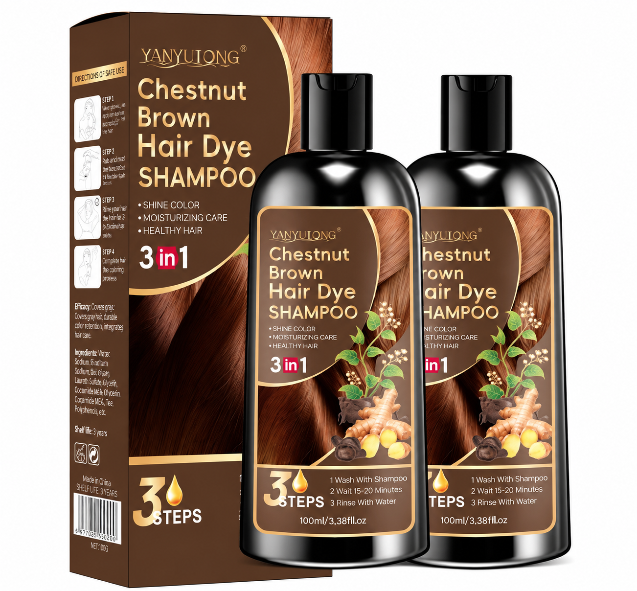Shampoing Traité de Couleur au Curcuma 3-en-1 — Formule Douce & Nourrissante