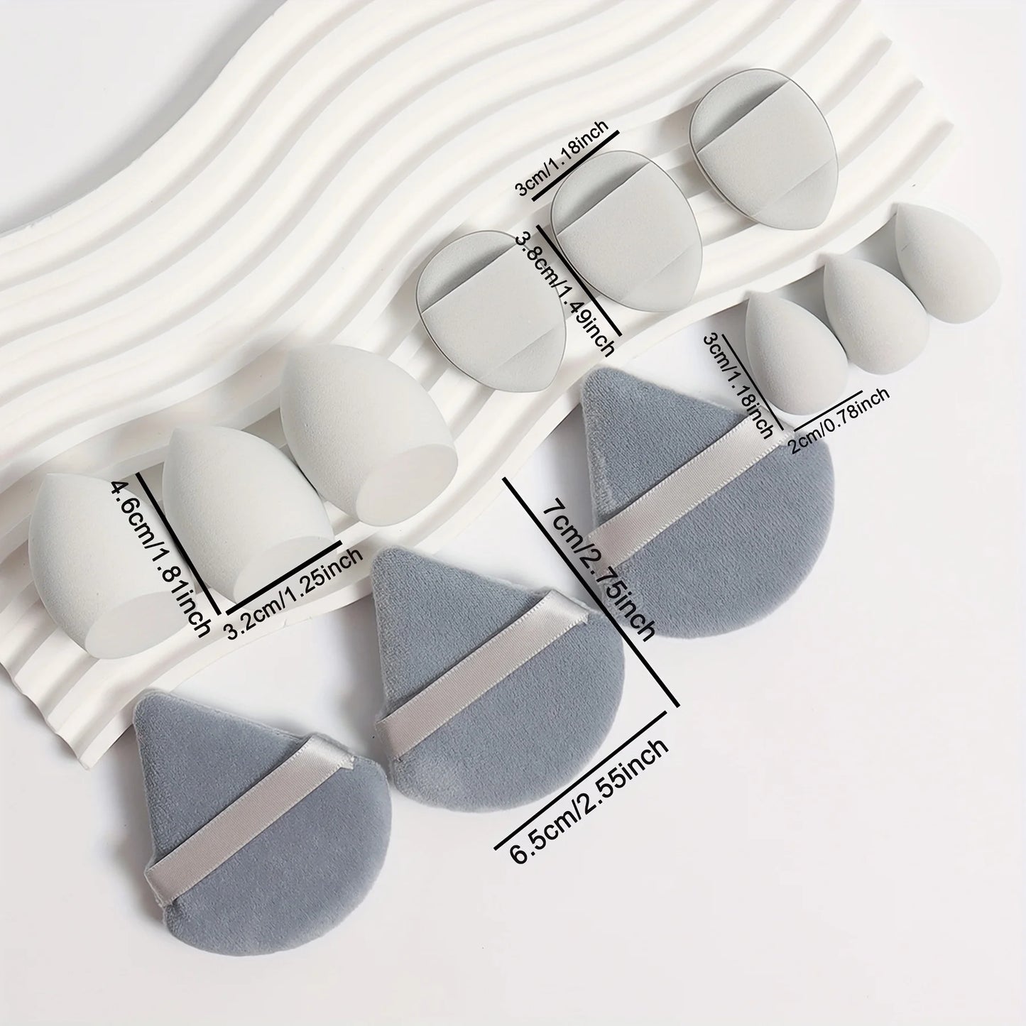 Ensemble Éponges Maquillage 12 Pièces — Houppettes & Œufs de Beauté