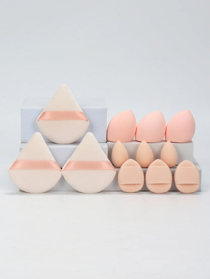 Ensemble Éponges Maquillage 12 Pièces — Houppettes & Œufs de Beauté