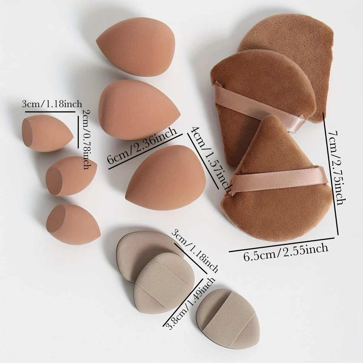 Ensemble Éponges Maquillage 12 Pièces — Houppettes & Œufs de Beauté