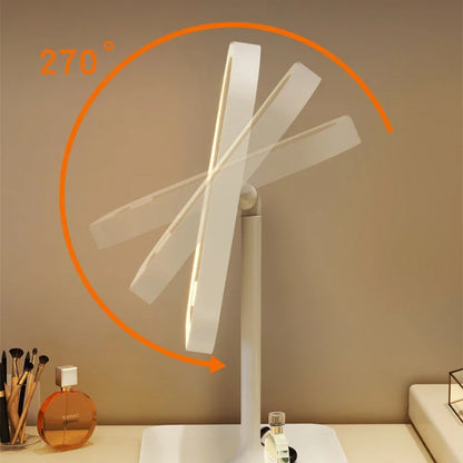 Miroir de Maquillage LED Bureau — 3 Couleurs & Luminosité Réglable