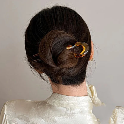 Fourchette à Cheveux en U — Épingle Acétate Écaille de Tortue