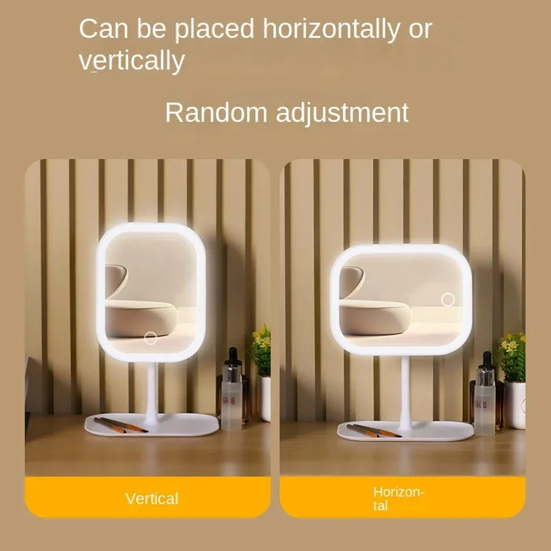Miroir de Maquillage LED Bureau — 3 Couleurs & Luminosité Réglable