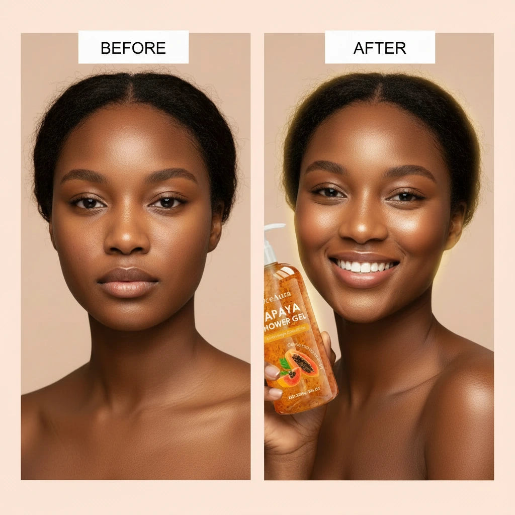 Gel douche blanchissant au papaye, exfoliant, estompe, Pigmentation, arôme durable, huile de contrôle rafraîchissante, mousse riche, lavage du corps