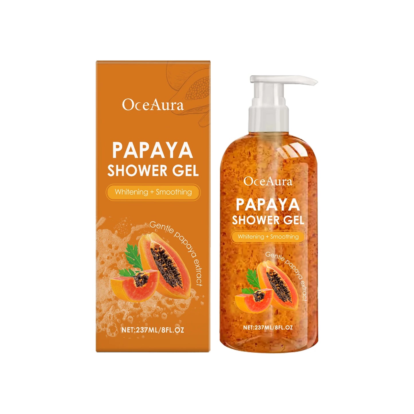 Gel douche blanchissant au papaye, exfoliant, estompe, Pigmentation, arôme durable, huile de contrôle rafraîchissante, mousse riche, lavage du corps
