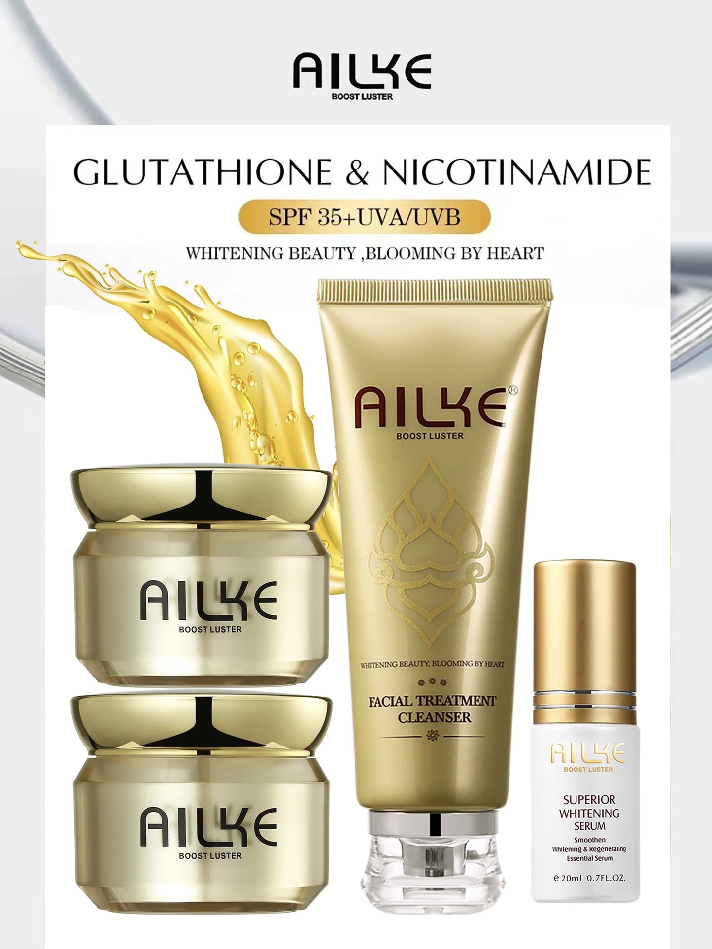 Ensemble Soins Visage Blanchissant — Glutathion & Niacinamide AILKE
