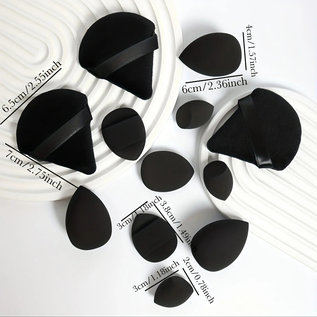Ensemble Éponges Maquillage 12 Pièces — Houppettes & Œufs de Beauté