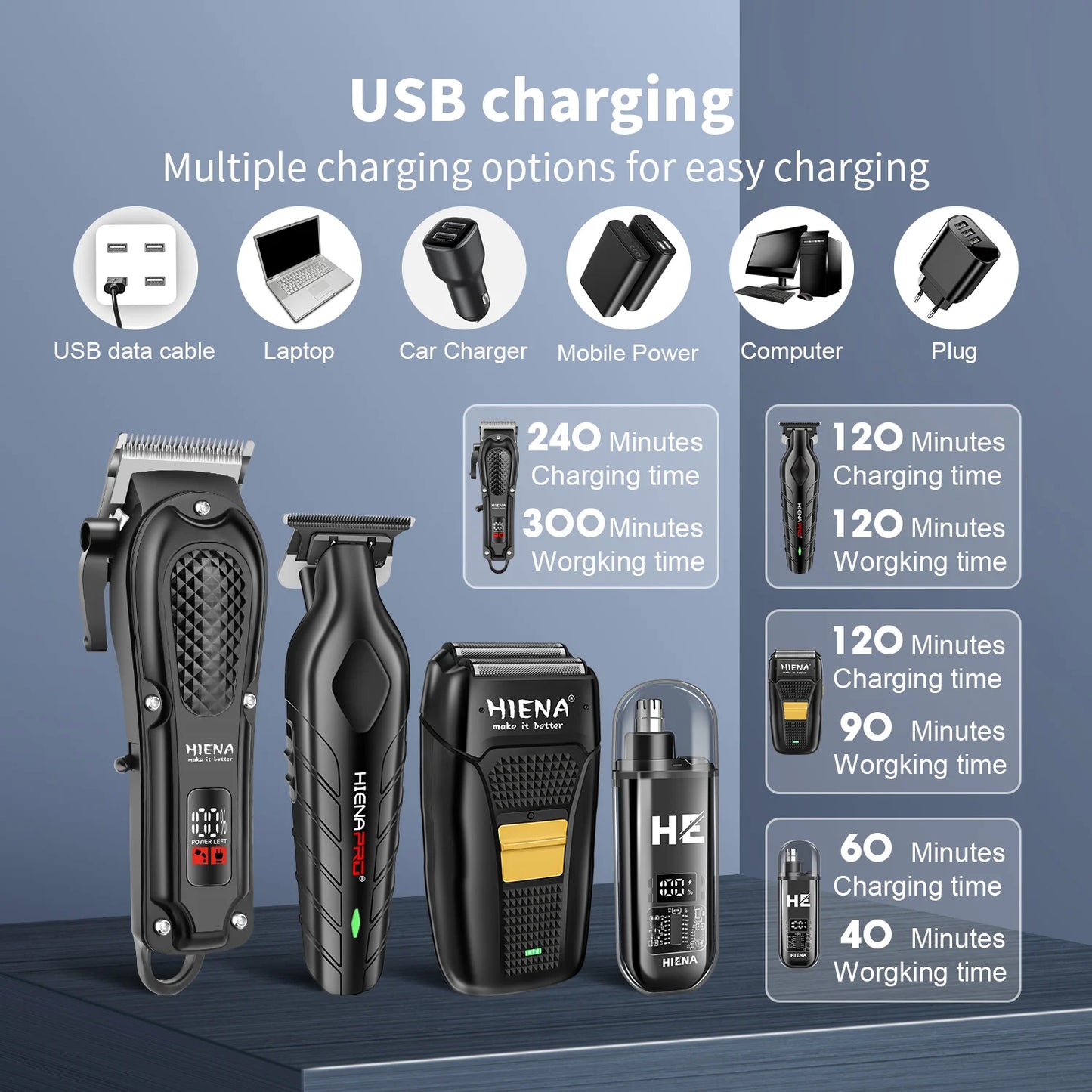 Hyena finition Machine électrique professionnelle tondeuses à cheveux électriques tondeuse à barbe Rechargeable hommes rasoir tondeuse à cheveux Kit