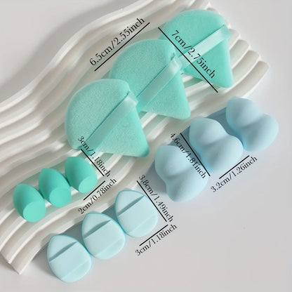 Ensemble Éponges Maquillage 12 Pièces — Houppettes & Œufs de Beauté