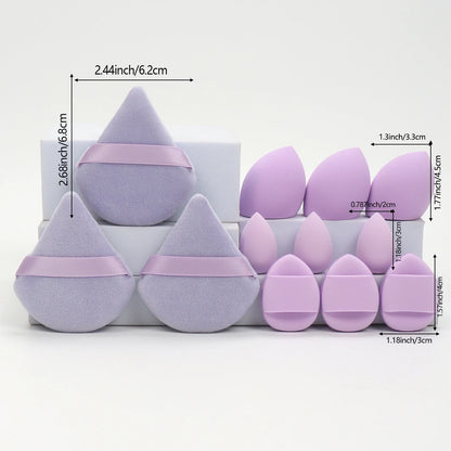 Ensemble Éponges Maquillage 12 Pièces — Houppettes & Œufs de Beauté