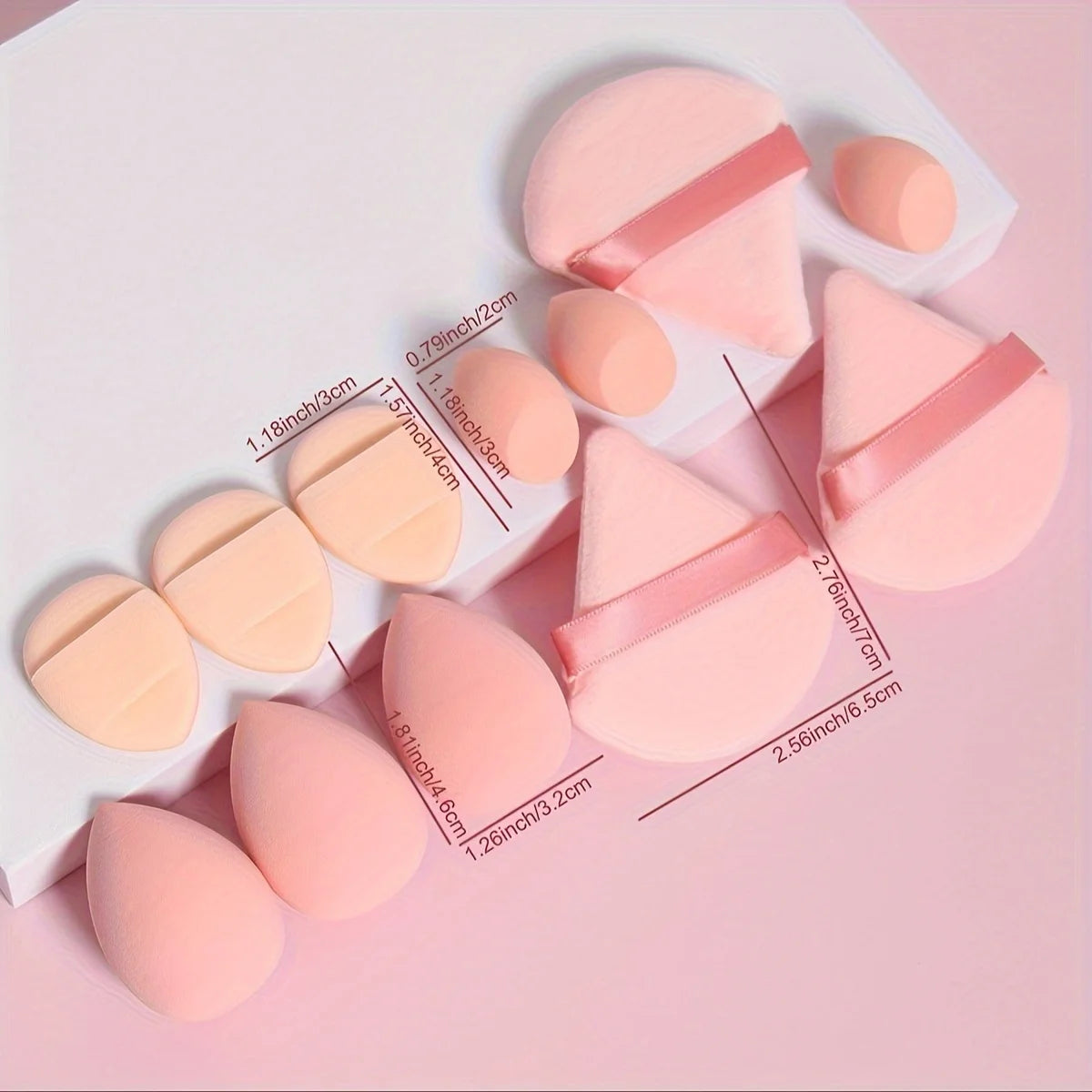 Ensemble Éponges Maquillage 12 Pièces — Houppettes & Œufs de Beauté