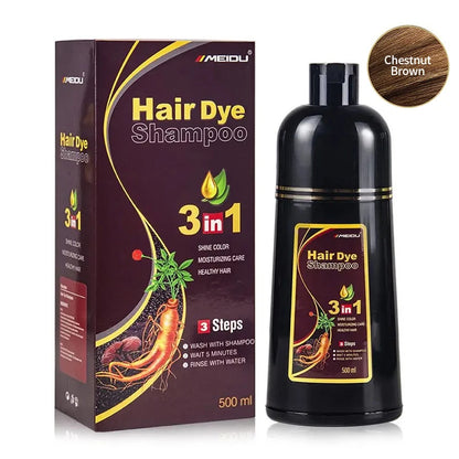 Shampoing Colorant Noir 3-en-1 — Couvre les Cheveux Gris, Formule  Naturelle