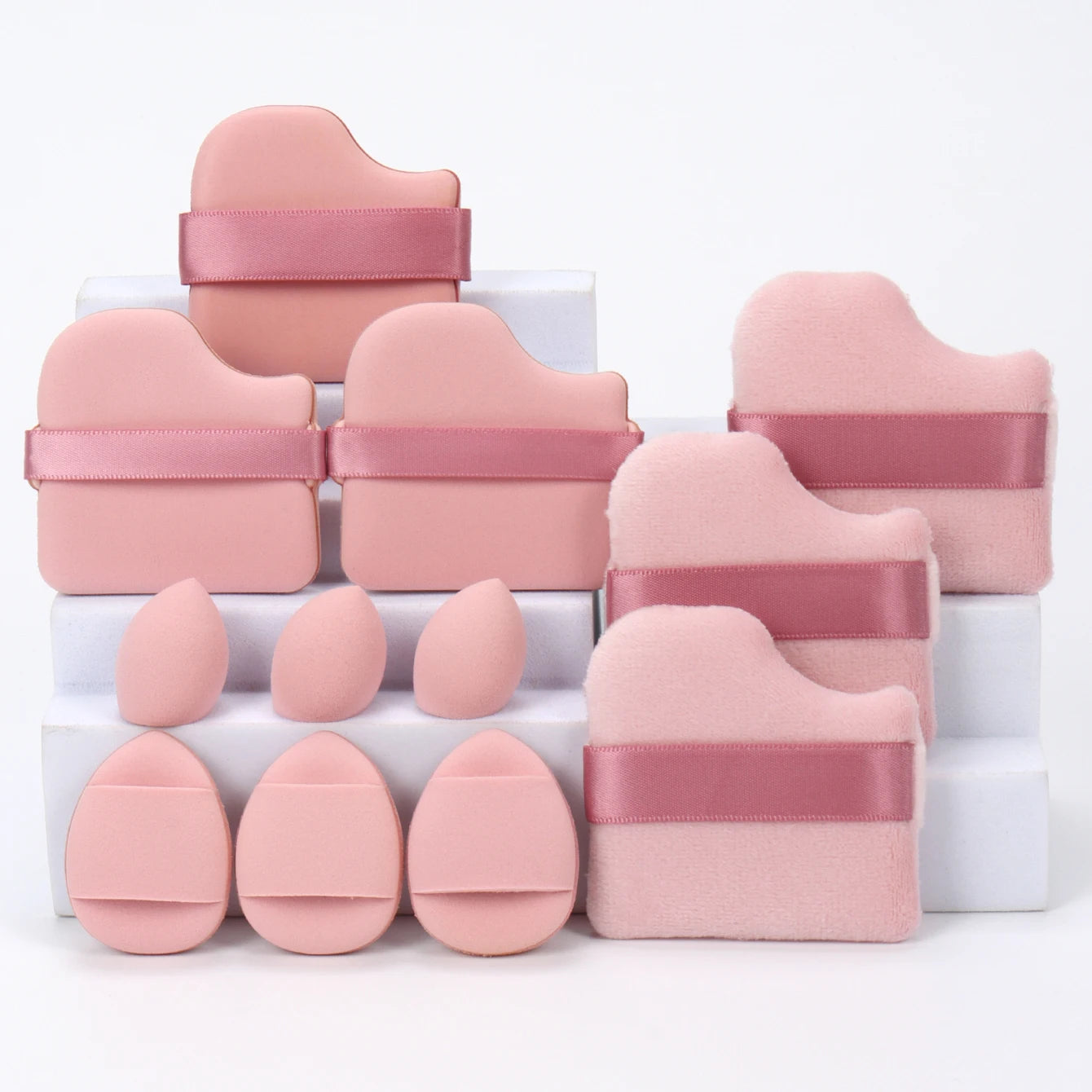 Ensemble Éponges Maquillage 12 Pièces — Houppettes & Œufs de Beauté