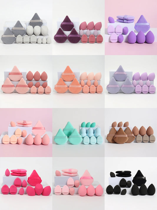 Ensemble Éponges Maquillage 12 Pièces — Houppettes & Œufs de Beauté