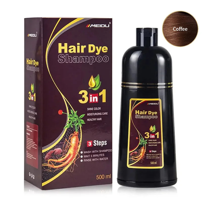 Shampoing Colorant Noir 3-en-1 — Couvre les Cheveux Gris, Formule  Naturelle