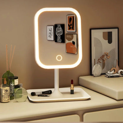 Miroir de Maquillage LED Bureau — 3 Couleurs & Luminosité Réglable
