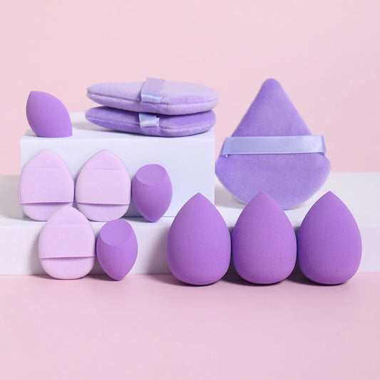 Ensemble Éponges Maquillage 12 Pièces — Houppettes & Œufs de Beauté