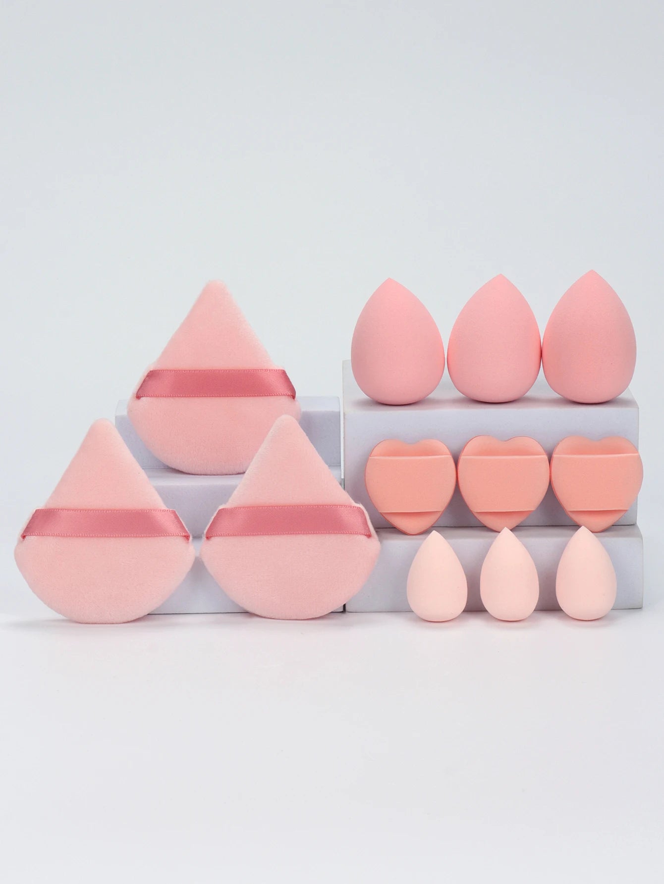 Ensemble Éponges Maquillage 12 Pièces — Houppettes & Œufs de Beauté