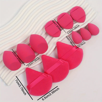Ensemble Éponges Maquillage 12 Pièces — Houppettes & Œufs de Beauté