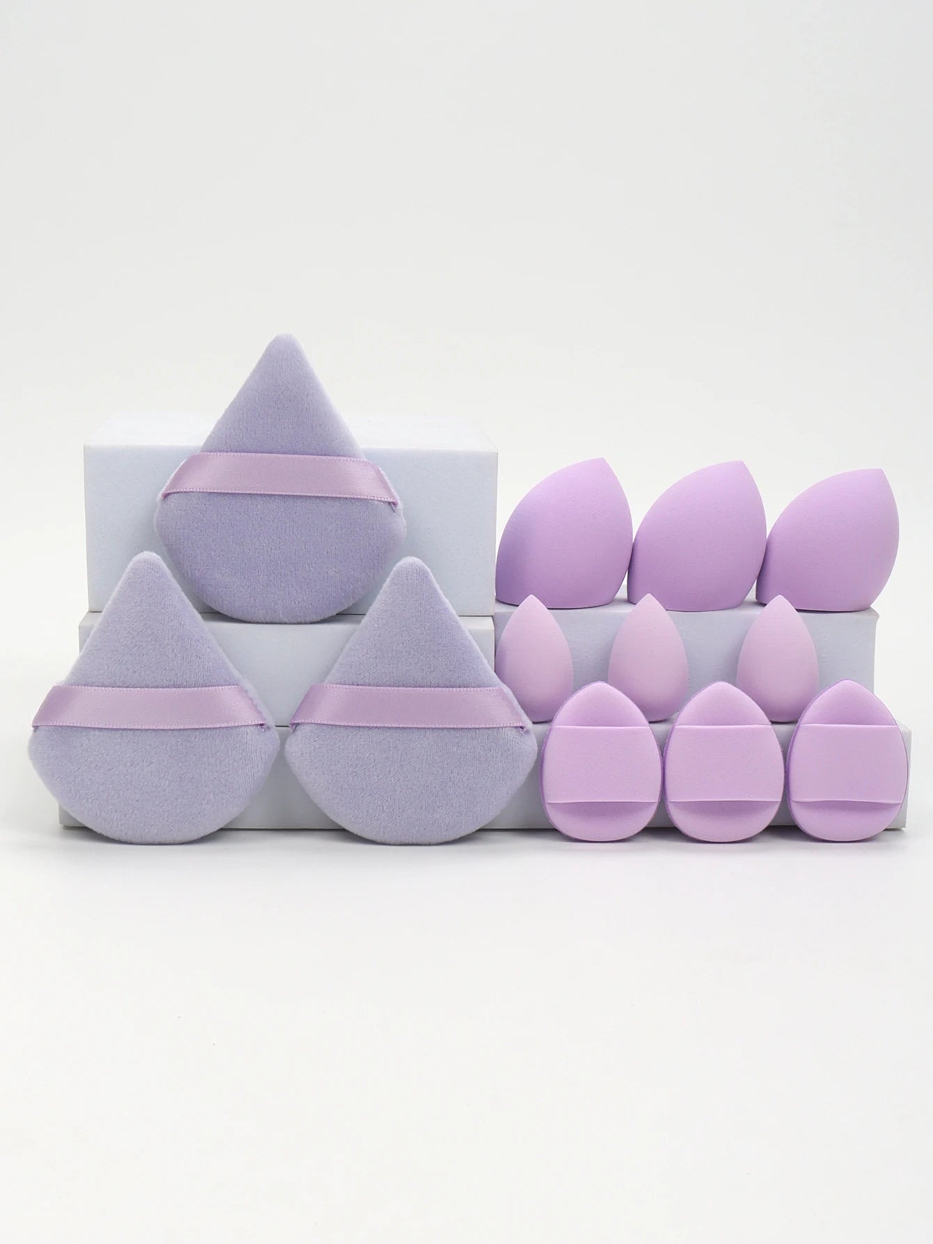 Ensemble Éponges Maquillage 12 Pièces — Houppettes & Œufs de Beauté