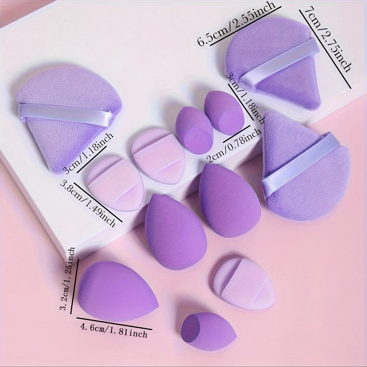 Ensemble Éponges Maquillage 12 Pièces — Houppettes & Œufs de Beauté